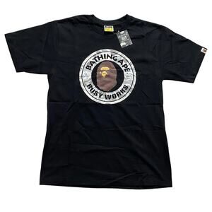 NWT BAPE A Bathing Ape Busy Works Space Camo Black Glow in the Dark Tee Large